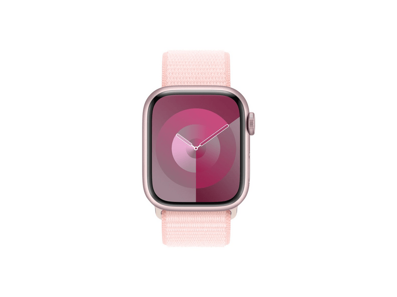 Apple Watch Series 9 (2023) GPS – 41 mm-es rózsaszín alumíniumtok, világos rózsaszín sportpánt (MR953QH/A)