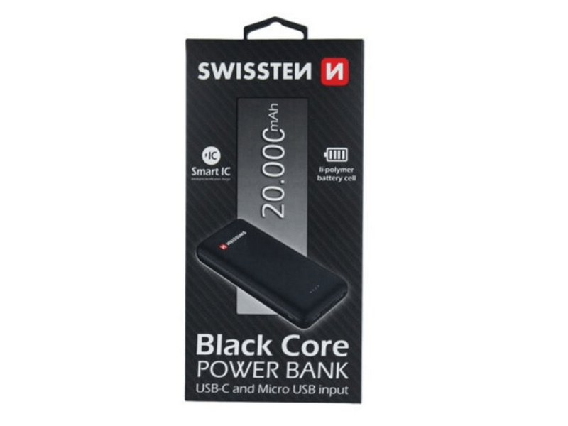 Swissten Black Core Power Bank, 20000 mAh (22013928)