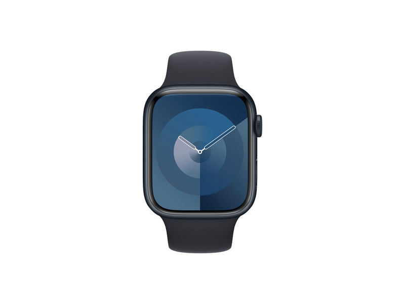 Apple Watch Series 9 (2023) GPS – 45 mm-es éjfekete alumíniumtok, éjfekete sportszíj - S/M (MR993QH/A)