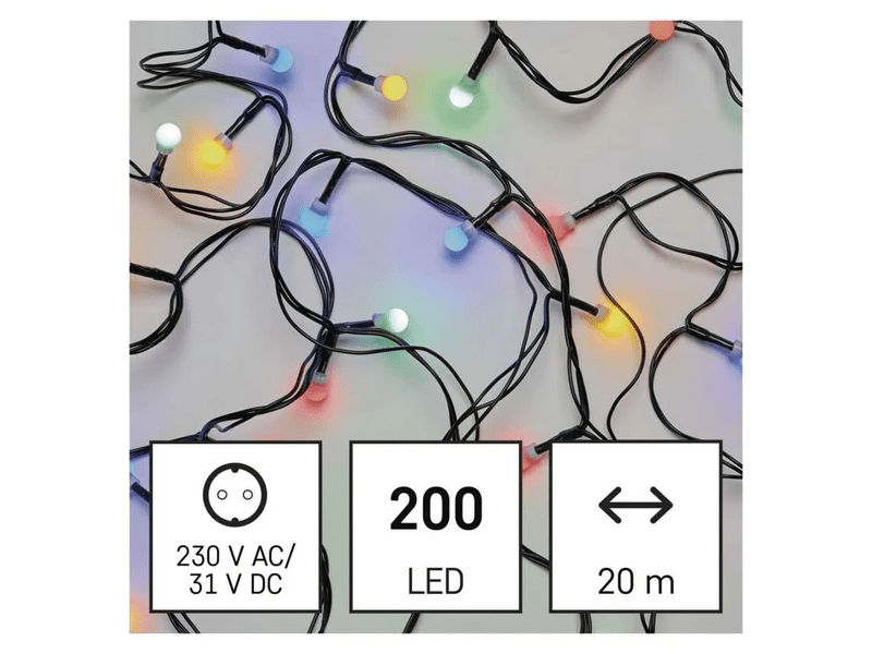 Emos LED fényfüzér, cseresznye, többszínű, 20m (D5AM03)