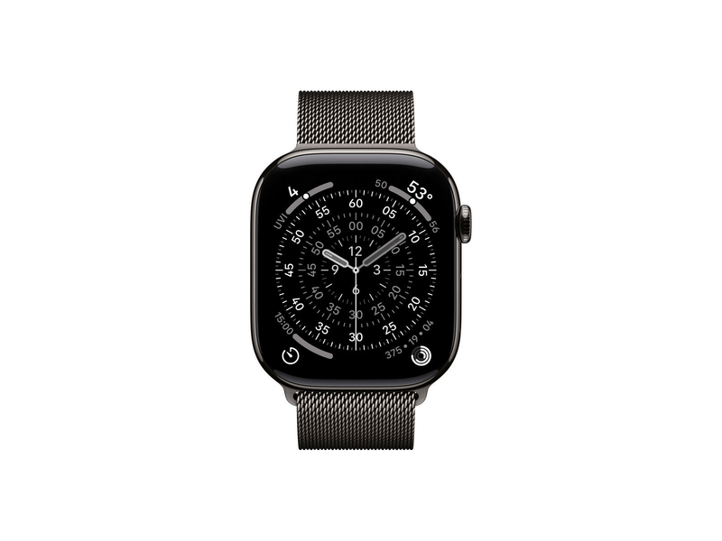 Apple Watch Series 11 GPS + Cellular, 46 mm-es palaszürke titántok, palaszürke milánói szíj M/L (MFD44MP/A)