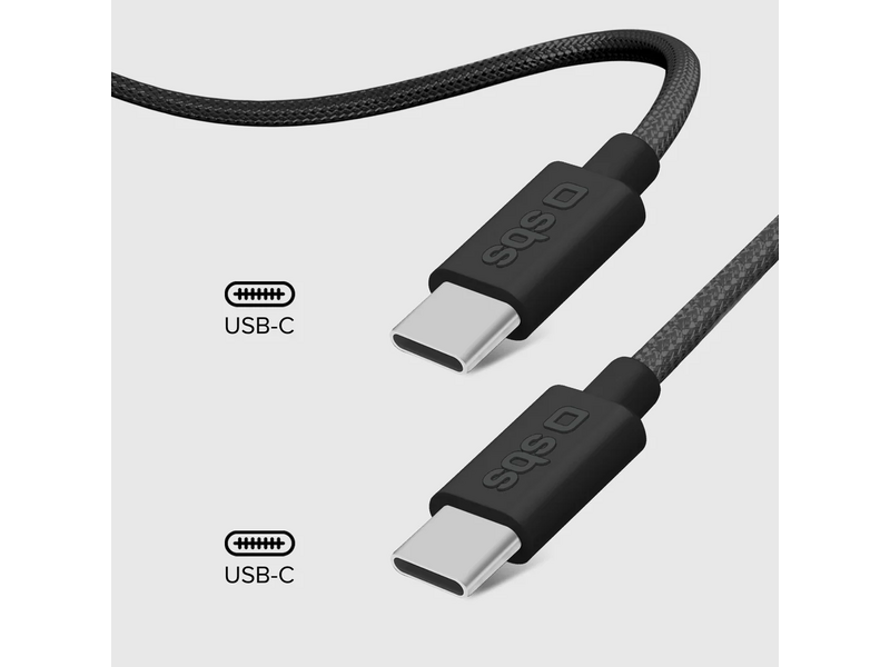 SBS USB-C - USB-C kábel, 1.5m, fekete (TECABLETISSUETCC32K)