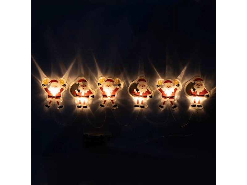 Home MLS6 Mikulás fényfüzér, szilikon, 6db melegfehér LED