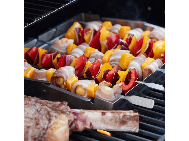 Barbecook bc-acc-7017 držač za ražnjiće za pečenje, nehrđajući čelik, za 5 mjesta