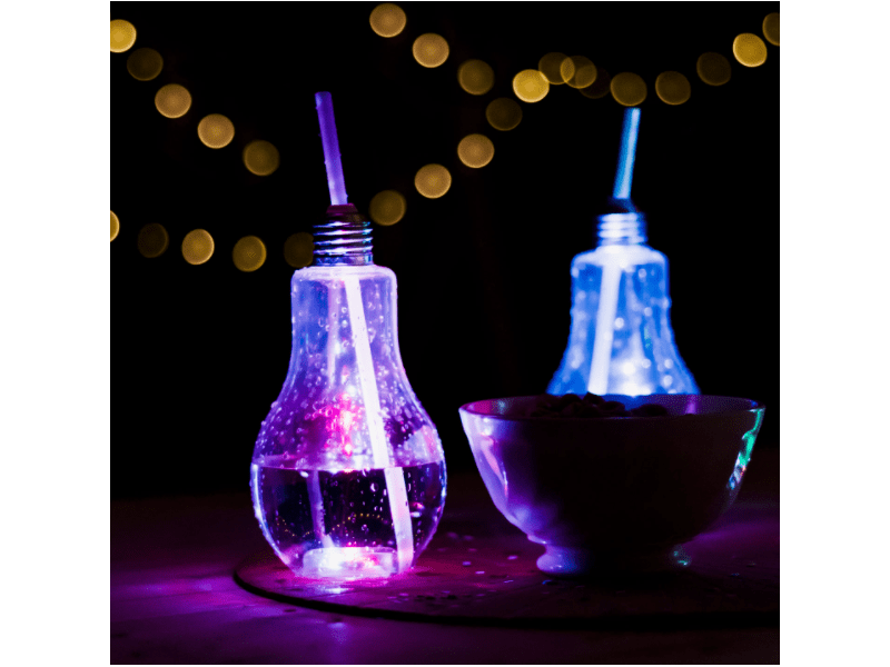 FAMILY 57160J Világító LED-es party pohár – papír szívószállal