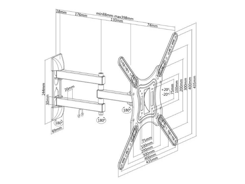 Sbox SBOX LCD-443 Zidni nosač 23"-55"
