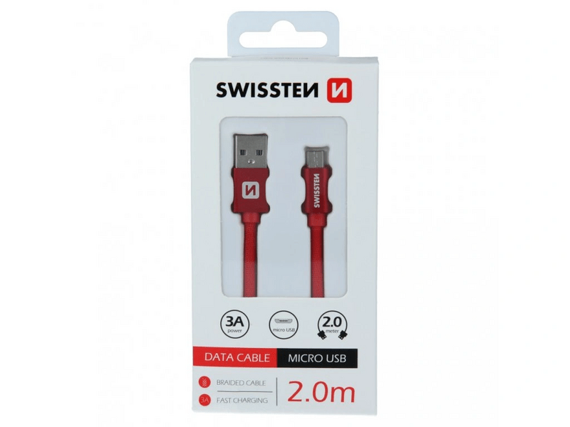 Swissten USB-A/micro USB Kábel 2m, piros (71522306)