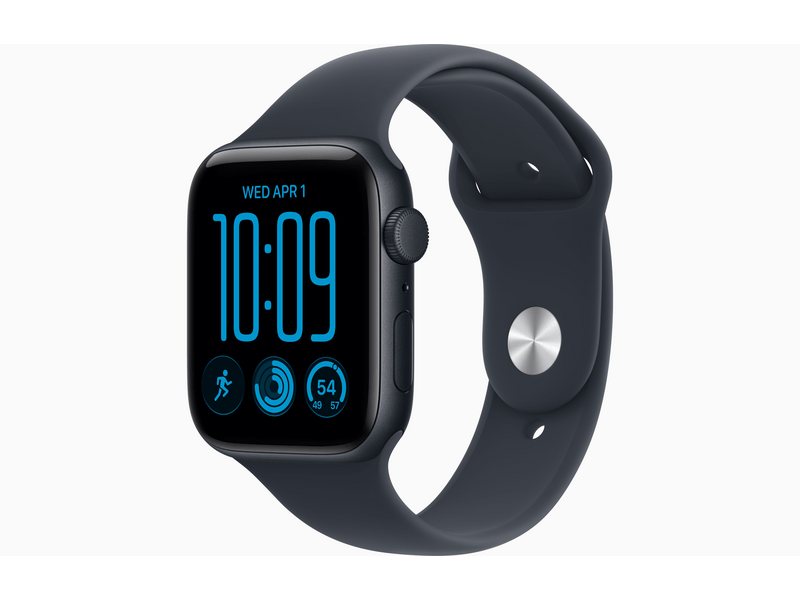 Apple Watch SE 3 (2026) GPS, 44 mm éjfekete alumíniumtok, tengerészkék sportszíj, S/M (MJL74MP/A)