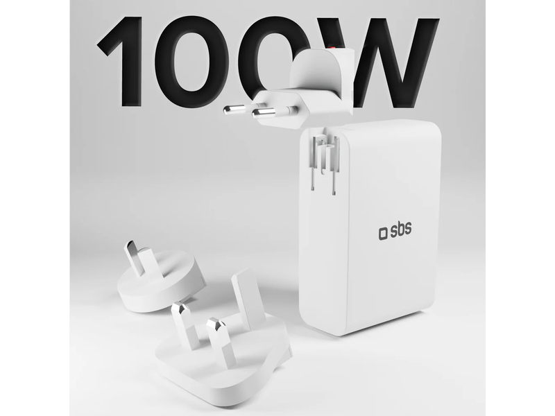 SBS Utazó adapter/ töltő, PD, 100W, fehér (TETRUSB3CPD100INT)