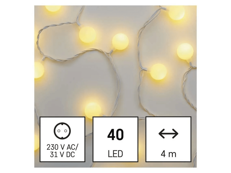 Emos LED fényfüzér, cseresznye, melegfehér, 4m (D5AW01)