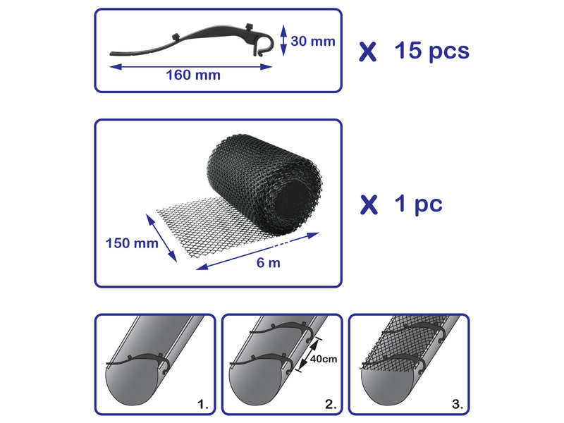 Ereszcsatorna lombfogó háló, 6 m x 15 cm (GOE 57090)
