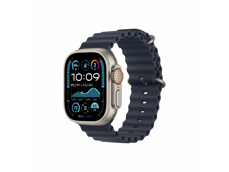 Apple Watch Ultra 2 GPS + Cellular, 49 mm-es natúr titántok, tengerészkék óceán szíj (MX4D3CM/A)