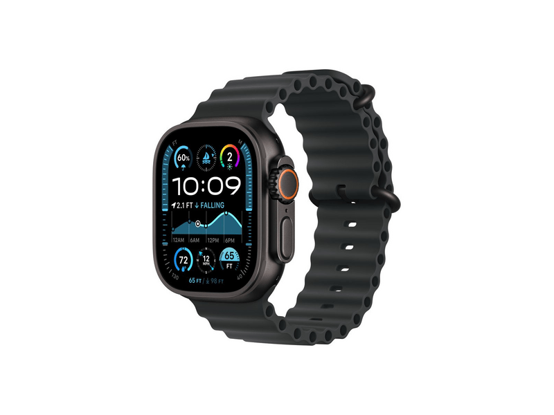 Apple Watch Ultra 2 GPS + Cellular, 49 mm-es fekete titántok, fekete óceán szíj (MX4P3CM/A)