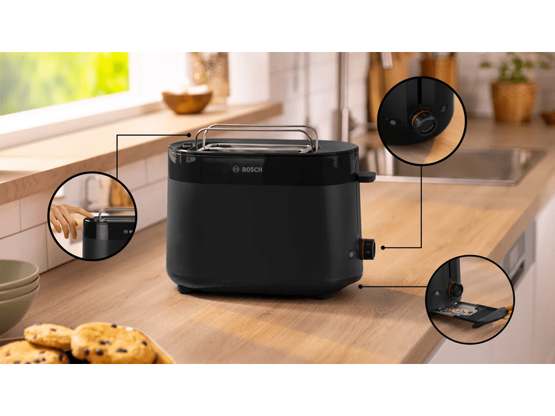 Bosch MyMoment Kompakt kenyérpirító, Fekete (TAT2M123)