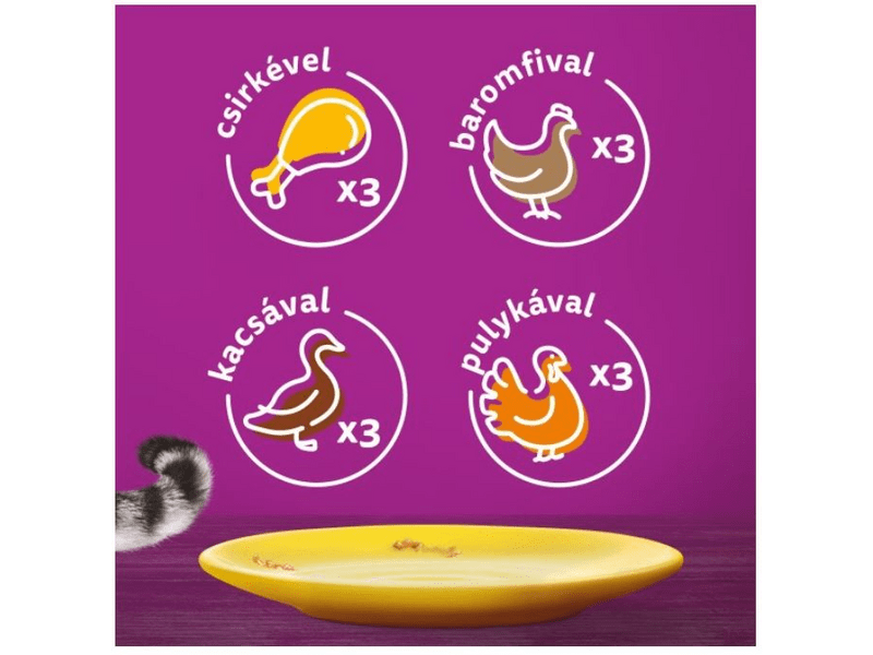 Whiskas Alutasakos nedves macskaeledel, szárnyas válogatással, 12x85g