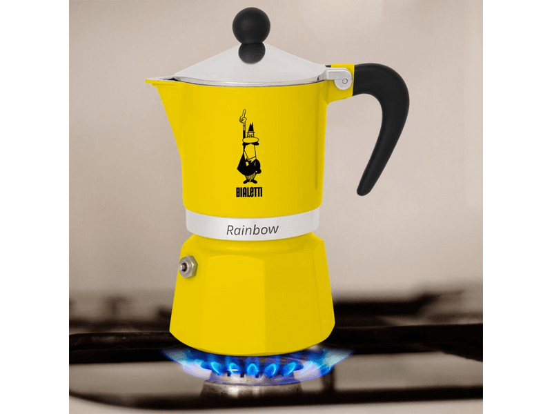 Bialetti 4982 Rainbow kotyogós kávéfőző, 3 adagos, sárga