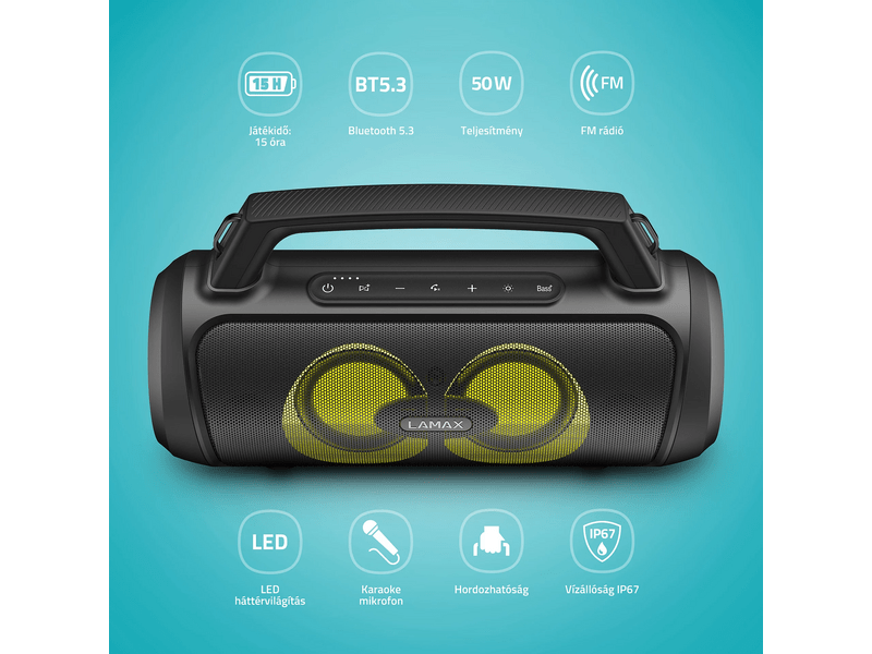 LAMAX PartyGo1 Play Bluetooth hangszóró (LXPSMPGO1PLBA)