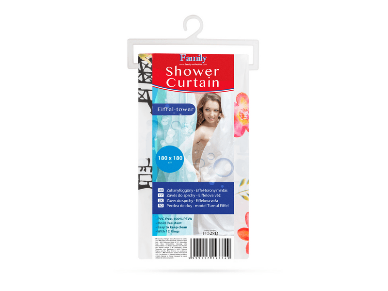 Family 11528D Zuhanyfüggöny - Eiffel-torony mintás - 180 x 180 cm