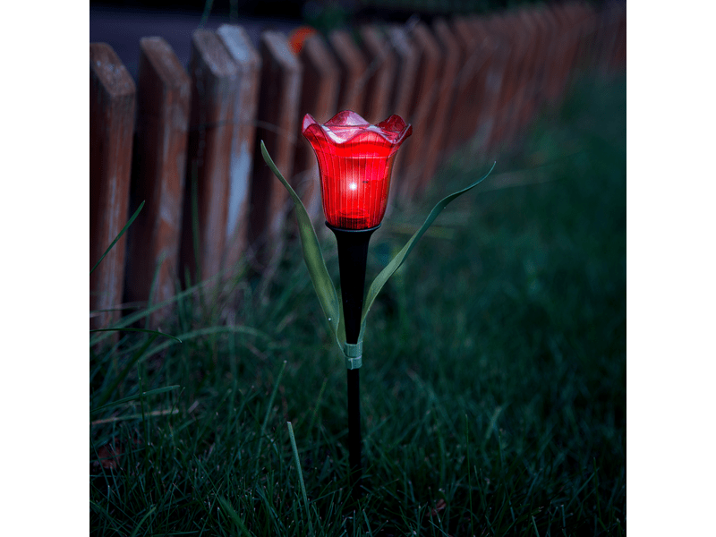 Garden of Eden 11750 LED-es szolár tulipánlámpa, sárga / piros / rózsaszín, 1 db