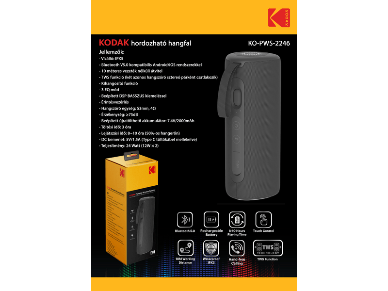 Kodak KO-PWS-2246 hordozható hangszóró