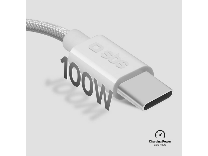 SBS USB-C - USB-C kabel, bijelo-sivi (TECABLETISSUETCC32G)
