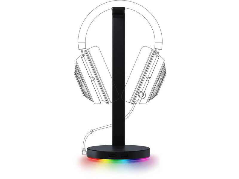 Razer Base Station V2 Chroma Fejhallgató állvány és USB HUB, fekete (RC21-01510100-R3M1)