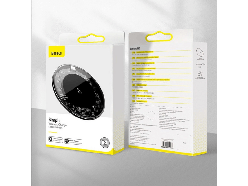 Baseus vezeték nélküli QI gyorstöltő, 15W, átlátszó (WXJK-BA02)