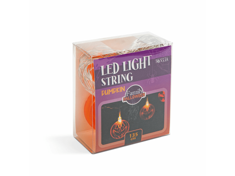 Halloween LED-es fényfüzér tök