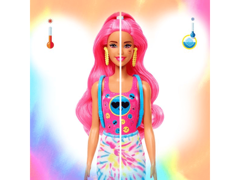 Barbie: Color Reveal meglepetés baba - Csini neon, 1 db, többféle (HCC67)