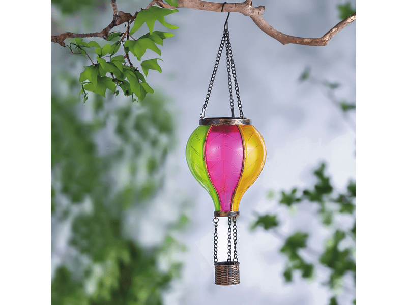 Garden of Eden Felakasztható szolár lámpa - hőlégballon - lángeffekt (11778)