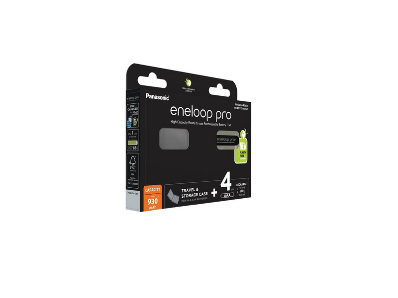 eneloop pro BK-4HCDEC4BE AAA/mikro 930mAh Ni-MH akkumulátor, 4db + akkubox