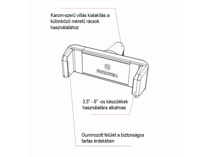 Swissten autós tartó szellőzőrácsra (65010401)