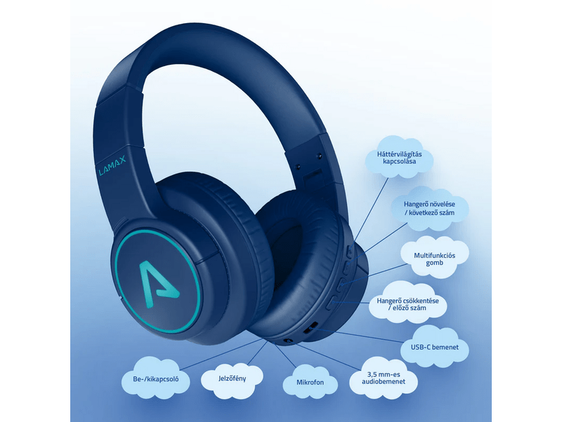 LAMAX GlowKid1 Gyerek fejhallgató, kék (LXGLOKIDLA)