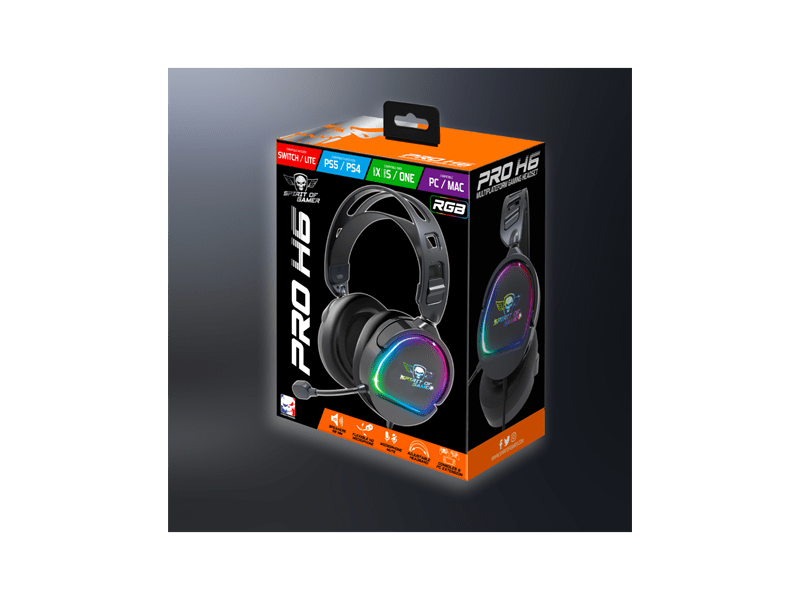 Spirit of Gamer PRO-H6 RGB Gamer slušalice, crne