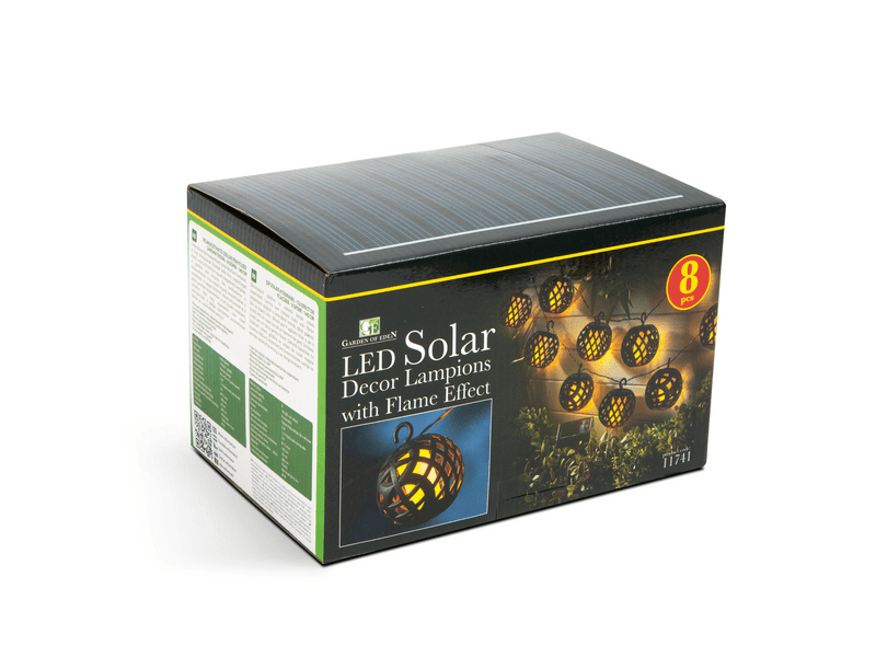 Garden of Eden 11741 Felakasztható szolár fényfüzér, lánghatással, 8 gömb, 140 cm