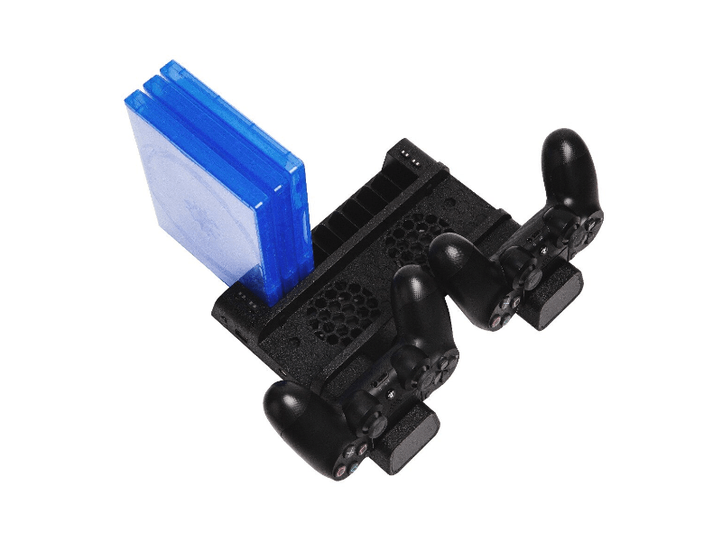 FroggieX FX-P4-C3-B PS4 Konzol hűtőállomás + töltőállomás + lemeztartó