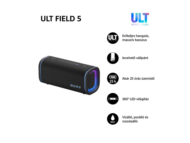Sony ULT Field 5 Bluetooth hangszóró, fekete (SRSULT50B.CE7)