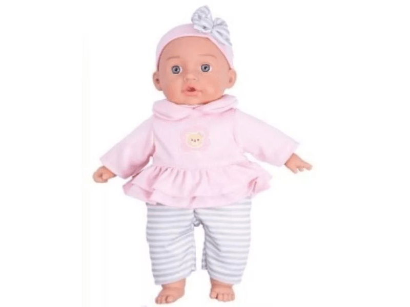 Játékbaba babakocsival és kiegészítőkkel, masnis fejpánttal, 35 cm (WZB108-12)