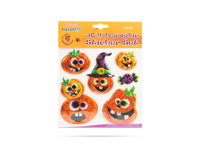 Family 58130 Halloween-i 3D matrica szett - holografikus tök - 6 db / csomag