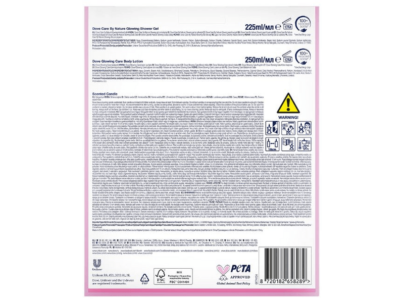 Dove Glowing ajándékcsomag illatgyertyával