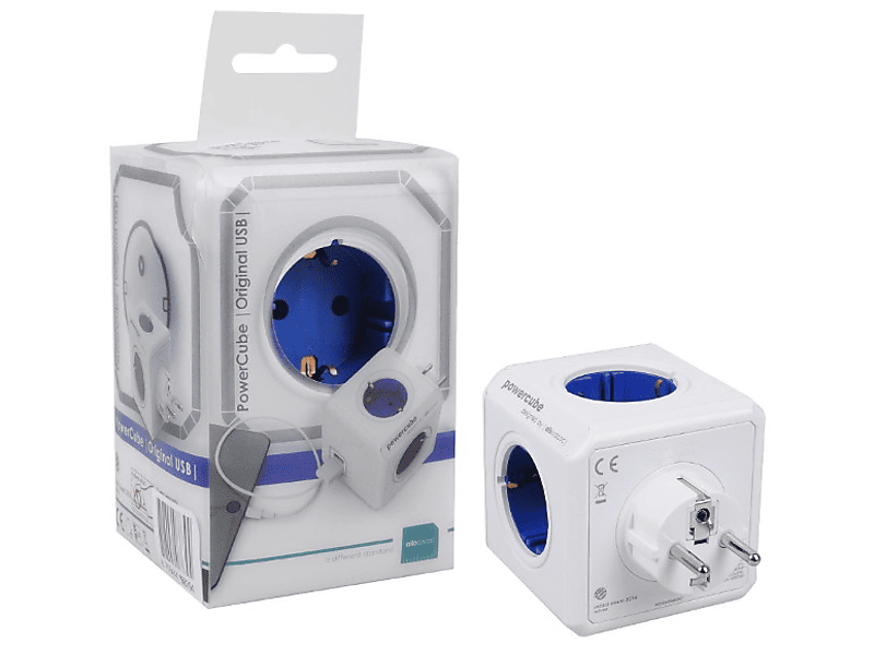 Allocacoc PowerCube Original Hálózati elosztó, Fehér/kék (1202BL/DEOUPC)