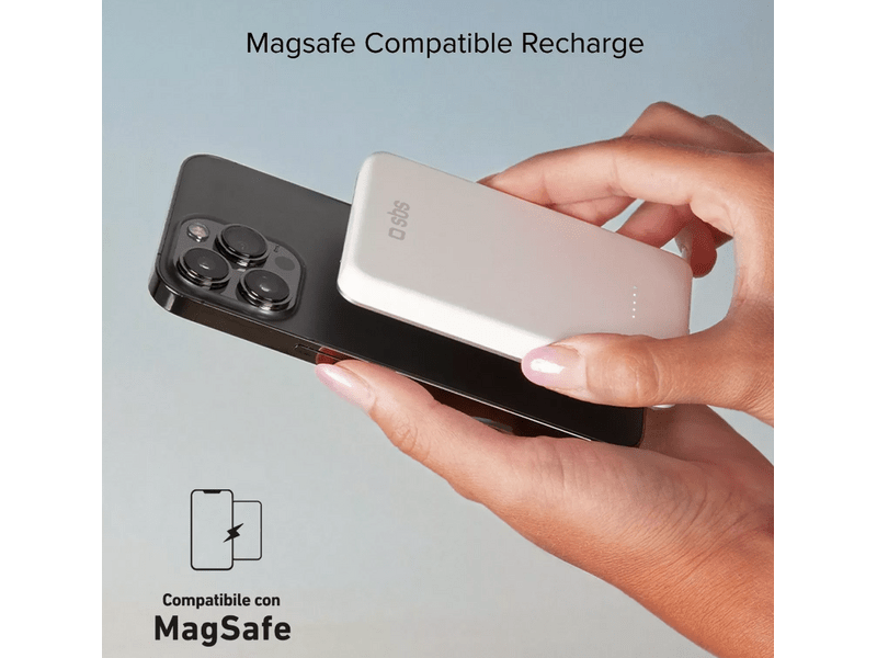 SBS PowerBank 5000 mAh PD 20W, fehér (TEBB5000MAGSPD20W)