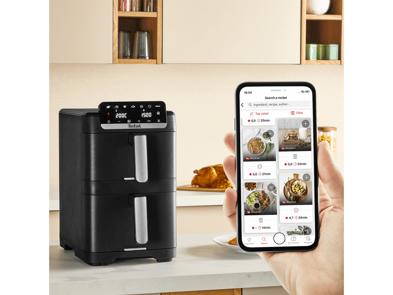 Tefal EY7568E0 Easy Fry Crispy Stack Airfryer, fekete