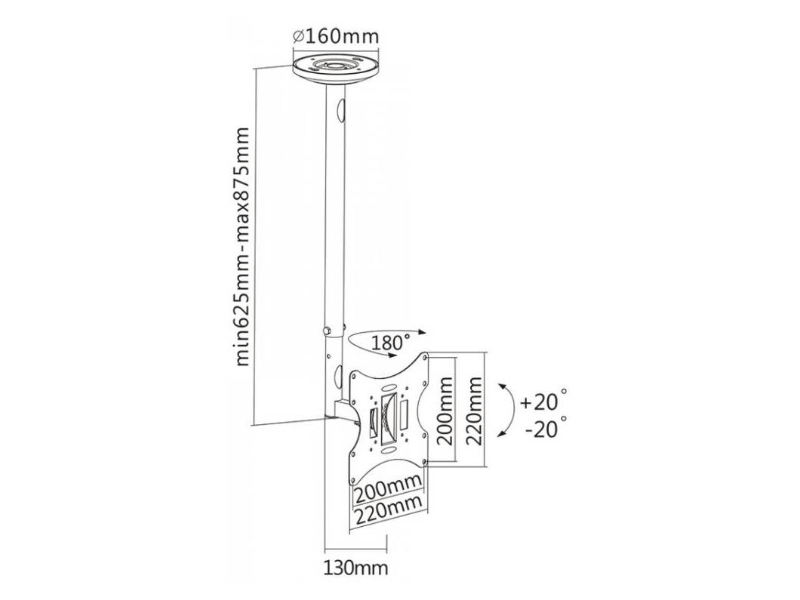 Sbox CPLB-28S Stropni nosač za monitor/TV 23"-42"