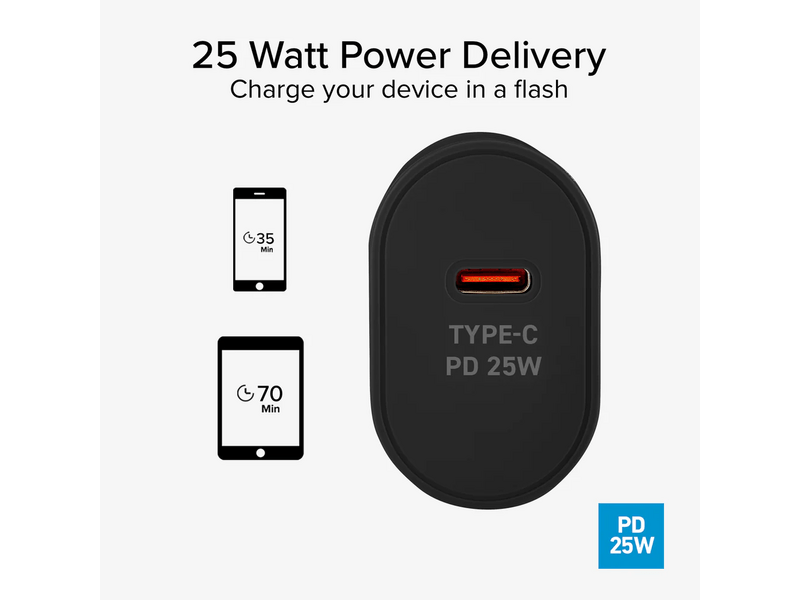 SBS 25W Power Delivery Hálózati adapter, fekete (TETR1CPD25)