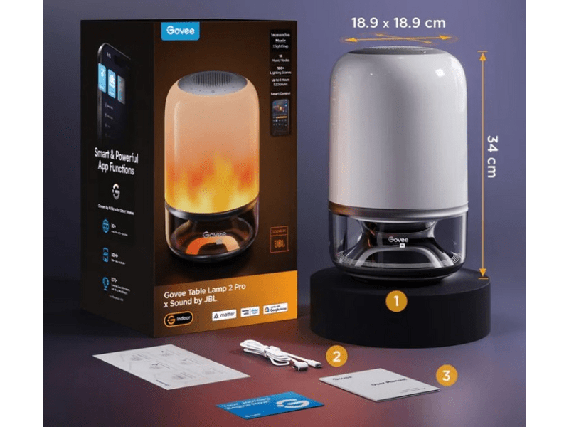 Govee Table Lamp 2 Pro Okoslámpa JBL hangszóróval (H60200F1)