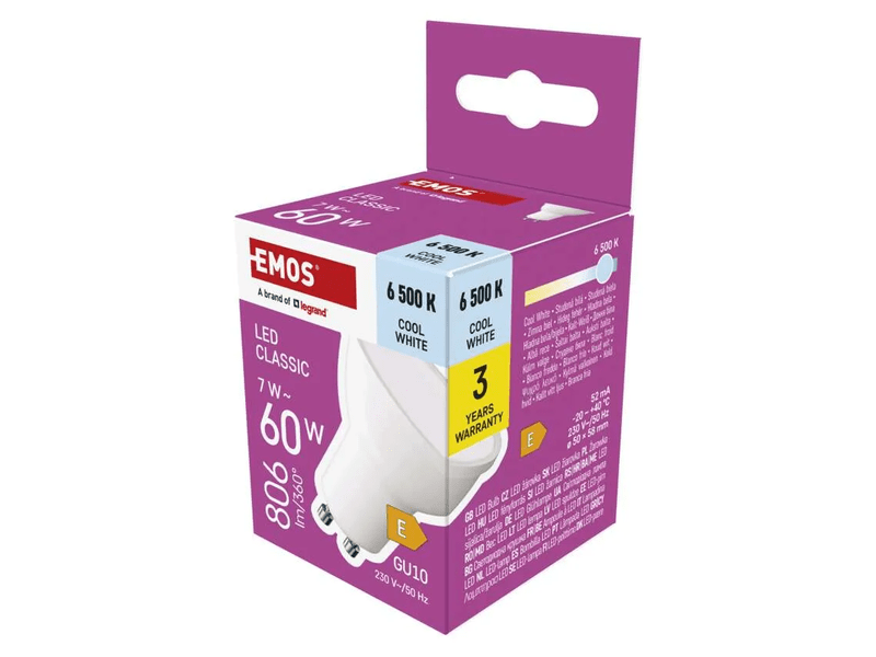 Emos ZQ8E44 LED izzó, Classic MR16 / GU10 / 7 W (60 W)