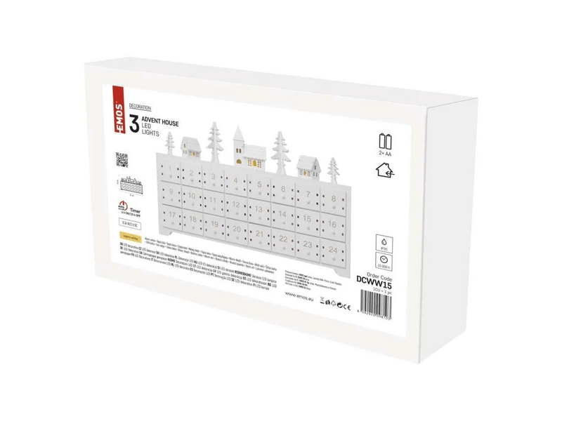 Emos ZY2208 LED adventi naptár, fa, 23x37 cm