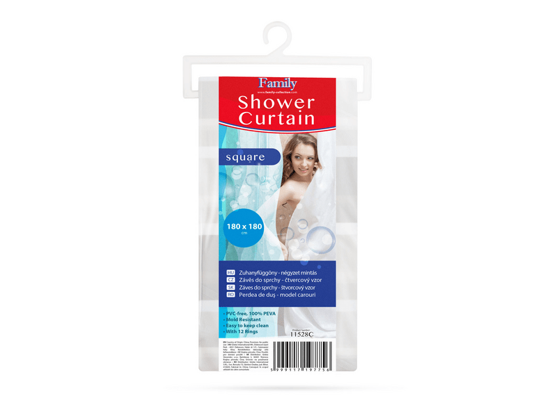 Family 11528C Zuhanyfüggöny - négyzet mintás - 180 x 180 cm