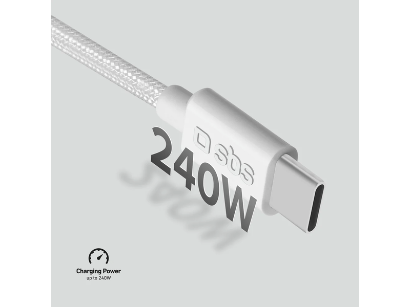 SBS Fonott kábel USB-C 4.0 2m 240W fehér